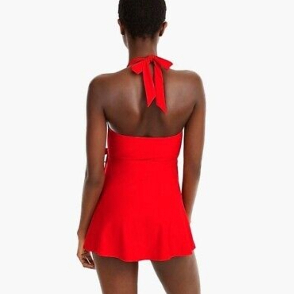 J. Crew One Piece Halter Swim Dress Red - Picture 3 of 10
